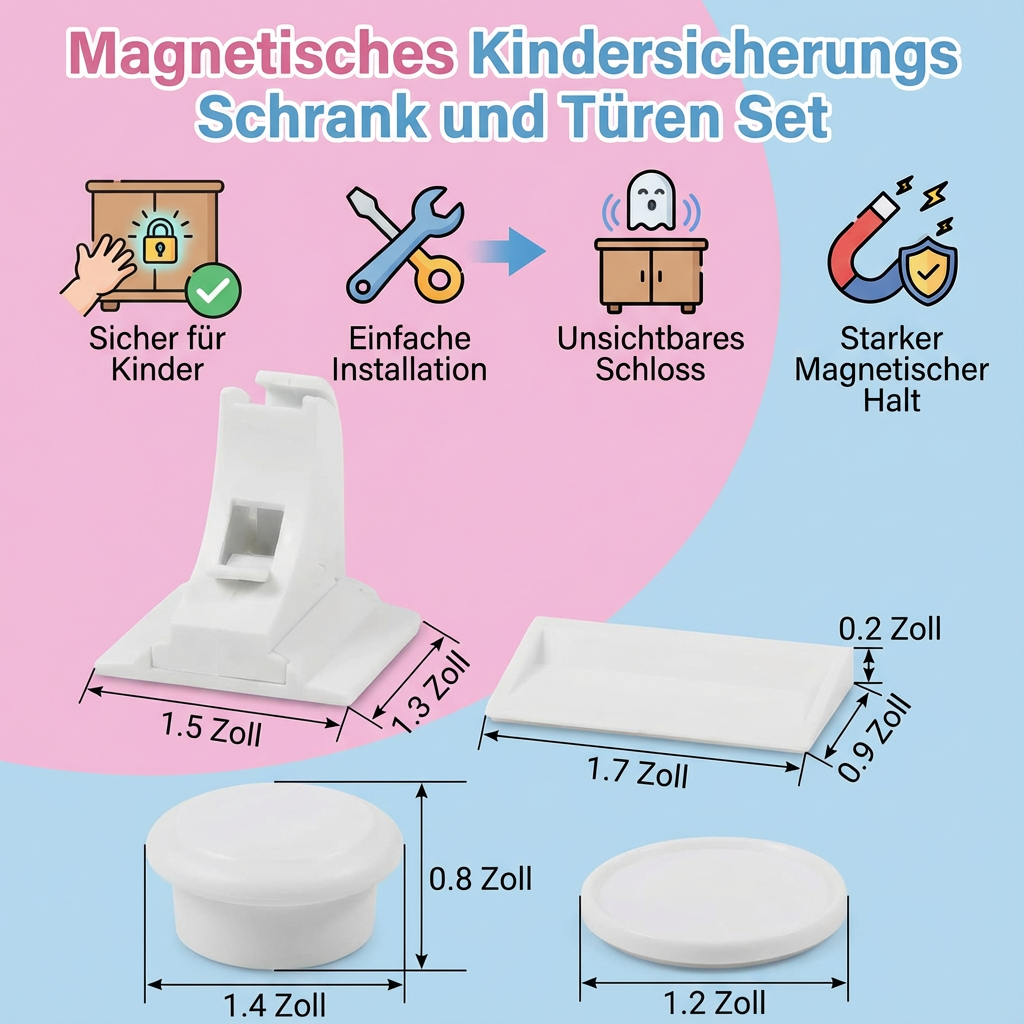 Set zur magnetischen Sicherung von Schränken und Türen für Kinder