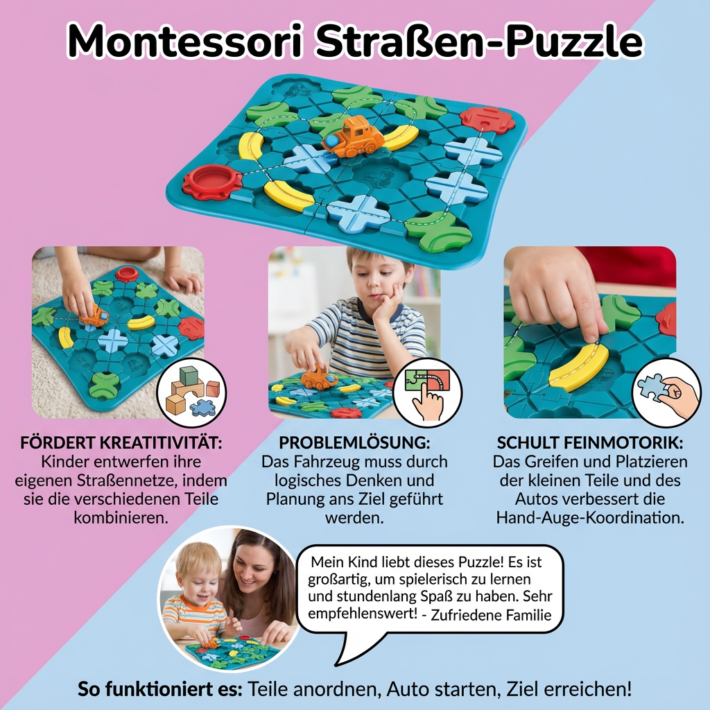 Puzzle für Straßen im Montessori-Stil