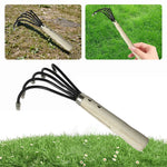 Efficient Garden Rake with 5 Tines | Compact Mini Hoe | High-Quality Steel | Ergonomic Handle | 38 × 21 × 8.5 cm