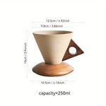 Kaffeegenuss in Stil: Handgefertigte Keramiktasse 250ml mit Holzgriff