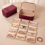 Elegante Schmuckreisebox mit 12 Samtbeuteln – Verhedderungsfrei