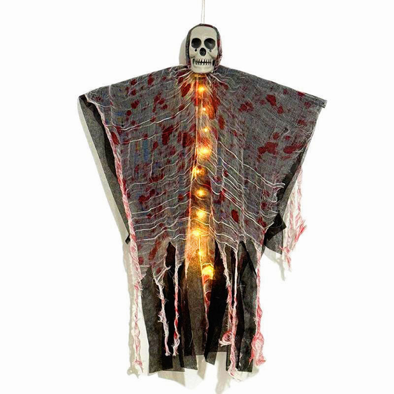 Gruselige Halloween-Dekoration – Leuchtender Schädelgeist in Blutrot