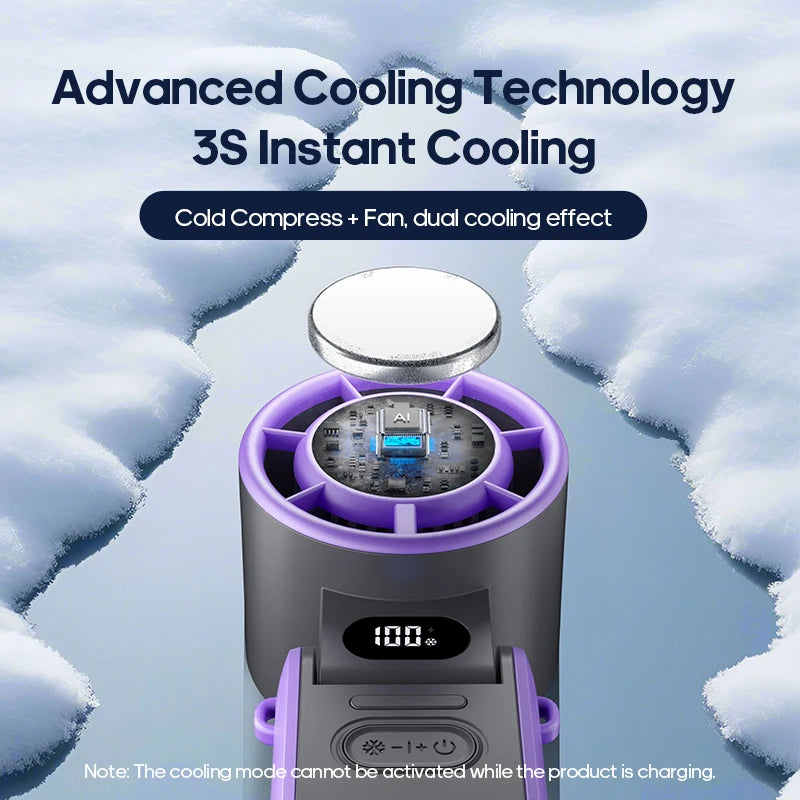 FrostWind Mini Fan | Customizable Cooling with 100 Settings | 3600 mAh Battery | Portable & Ice-Cooling
