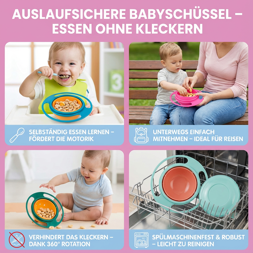 Kleckersichere Schüssel für Babys – Mahlzeiten ohne Verschütten