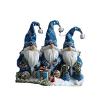 Scandinavian Acrylic Christmas Dwarf | 18 cm Table Figurine | Set of 3 Blue Gnomes for Festive Decoration