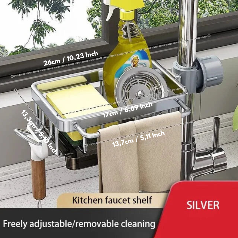 Eleganter Organizer für Spülbecken aus Aluminium