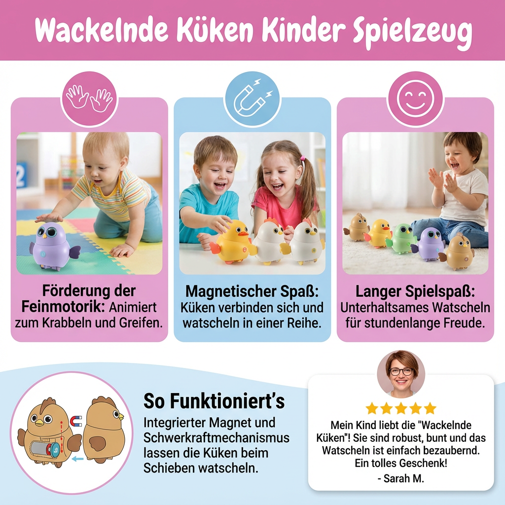 Kinderspielzeug mit wackelnden Küken