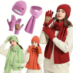 Gemütliches Winterset – Strickmütze, Schal und Handschuhe für Alle