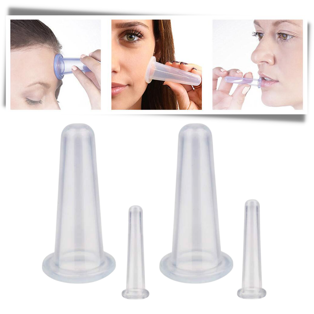 4 silicone cups for relaxing face and body massages