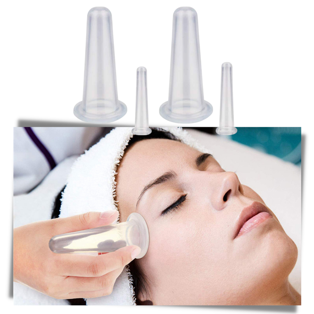 4 silicone cups for relaxing face and body massages