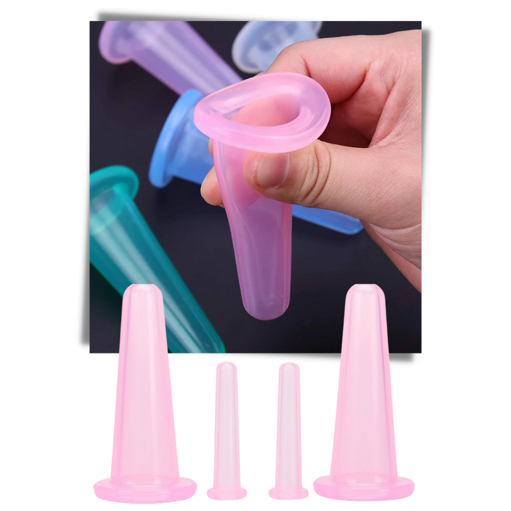 4 silicone cups for relaxing face and body massages