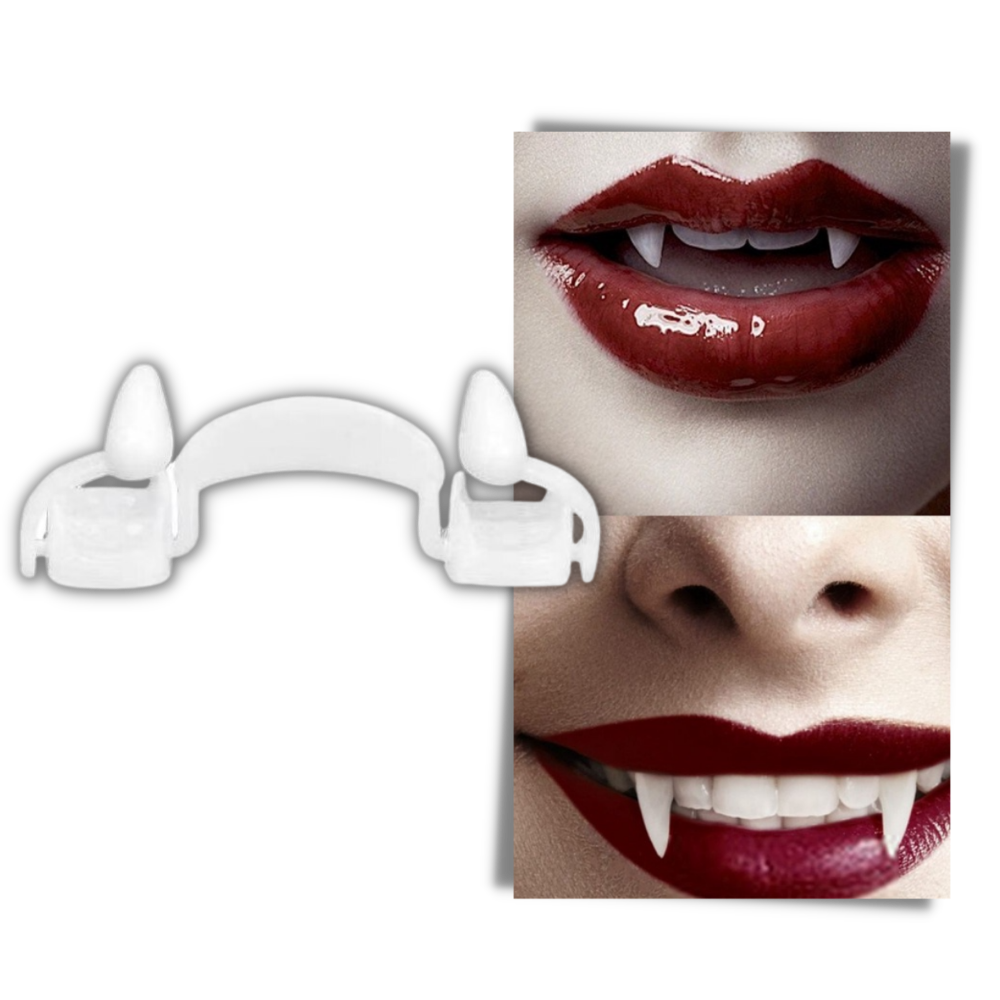 Retractable Vampire Fangs in a 2-piece set for spooky looks