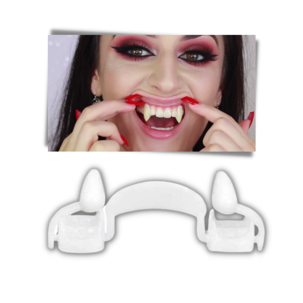 Retractable Vampire Fangs in a 2-piece set for spooky looks