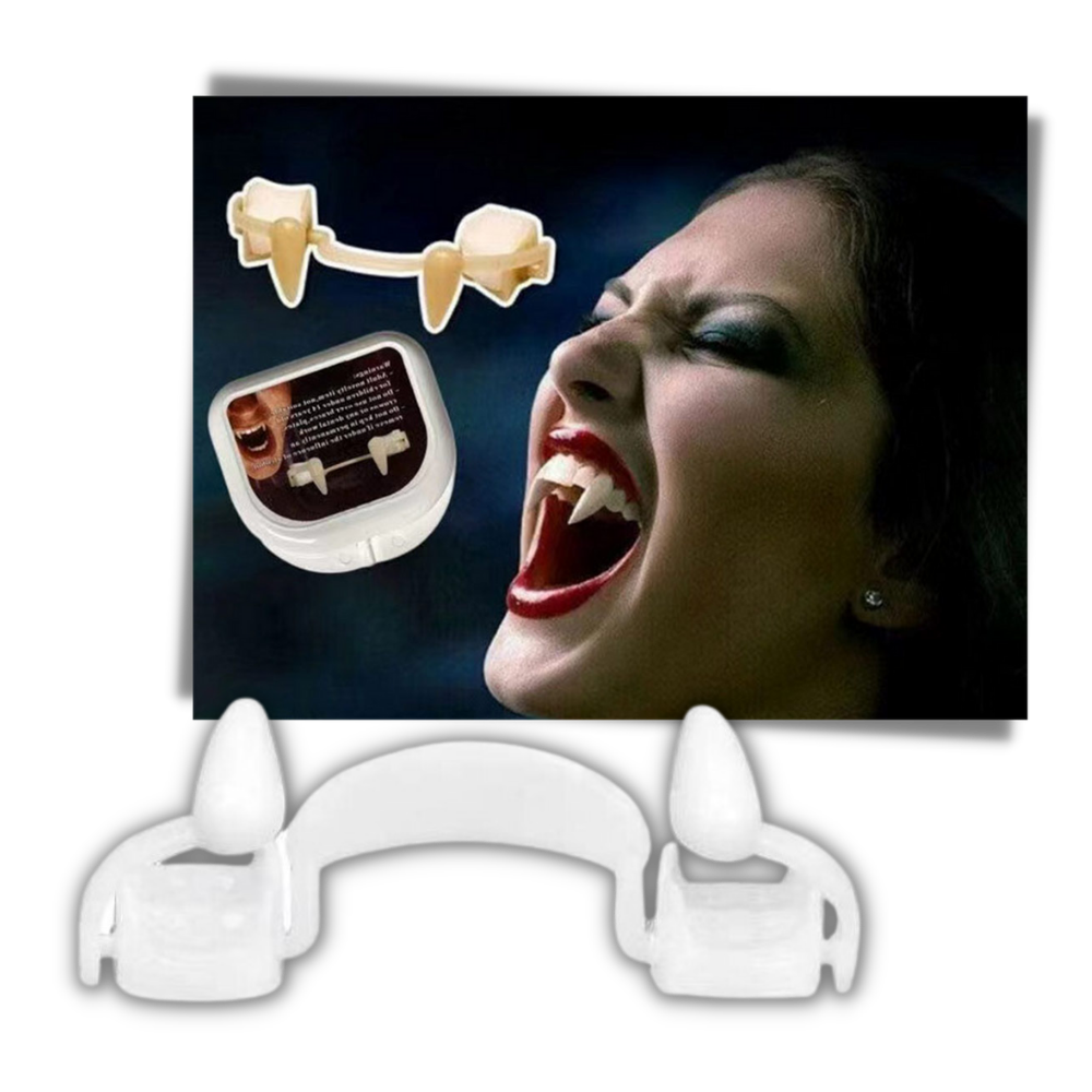 Retractable Vampire Fangs in a 2-piece set for spooky looks