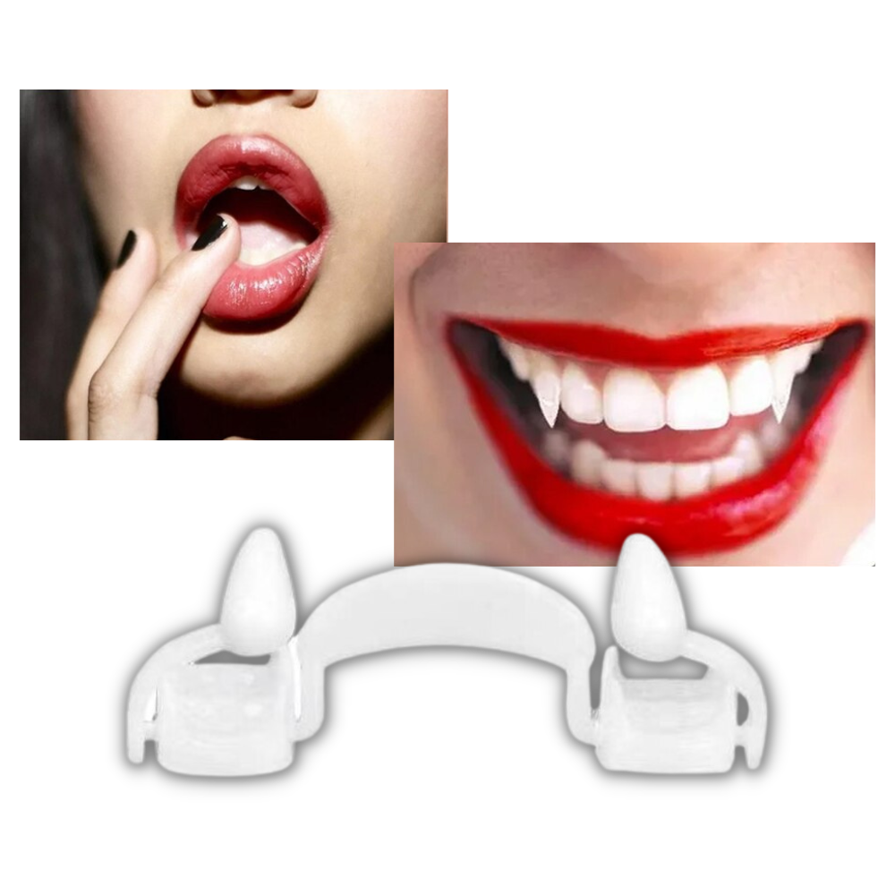 Retractable Vampire Fangs in a 2-piece set for spooky looks