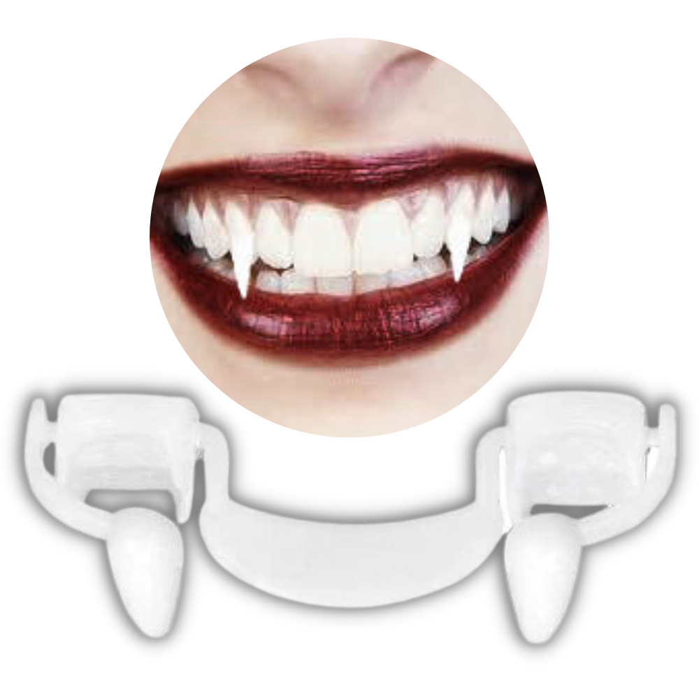 Retractable Vampire Fangs in a 2-piece set for spooky looks