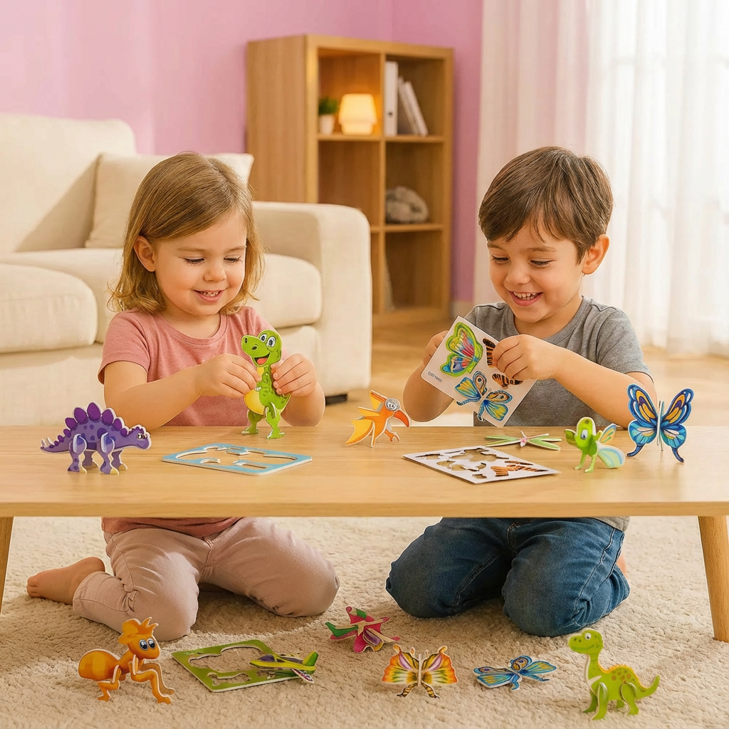 Puzzle Set mit 3D Cartoon Motiven für Kinder