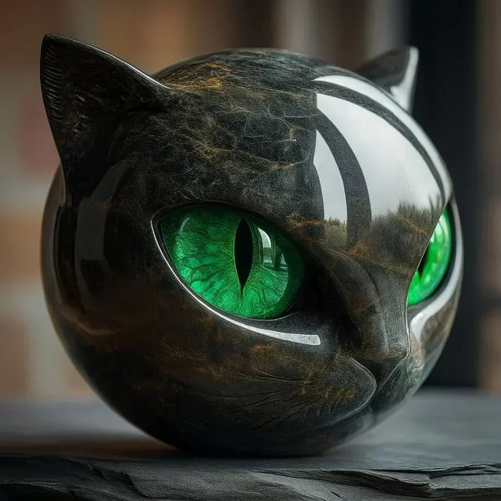 Smarte Katzenkopf Skulptur – Fesselnder Blick und Eleganz