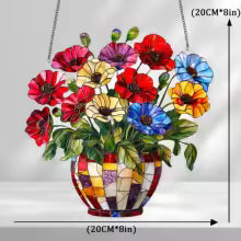 Sun Glow 2D Acrylic Flower Pot with Suncatcher for Windows