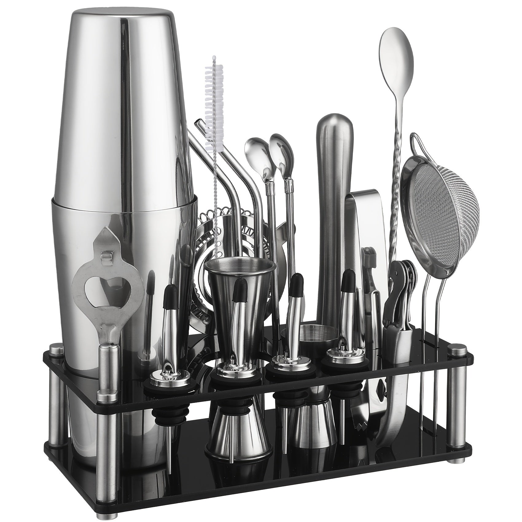 Elegantes Cocktail-Set mit 20 Profi-Werkzeugen und Acrylständer