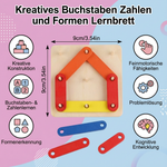 Lernbrett mit kreativen Buchstaben, Zahlen und Formen