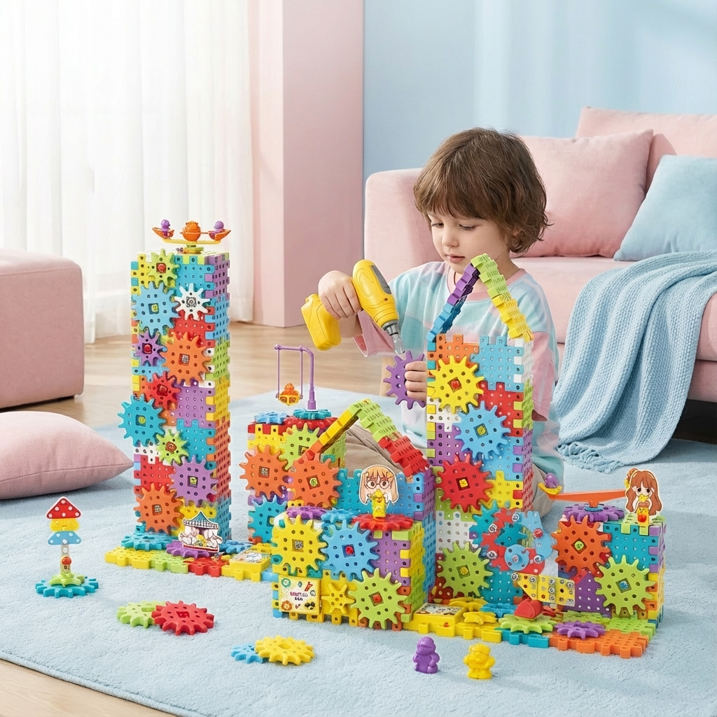 3D Zahnradspiel und Puzzle-Steine nach Montessori-Methode