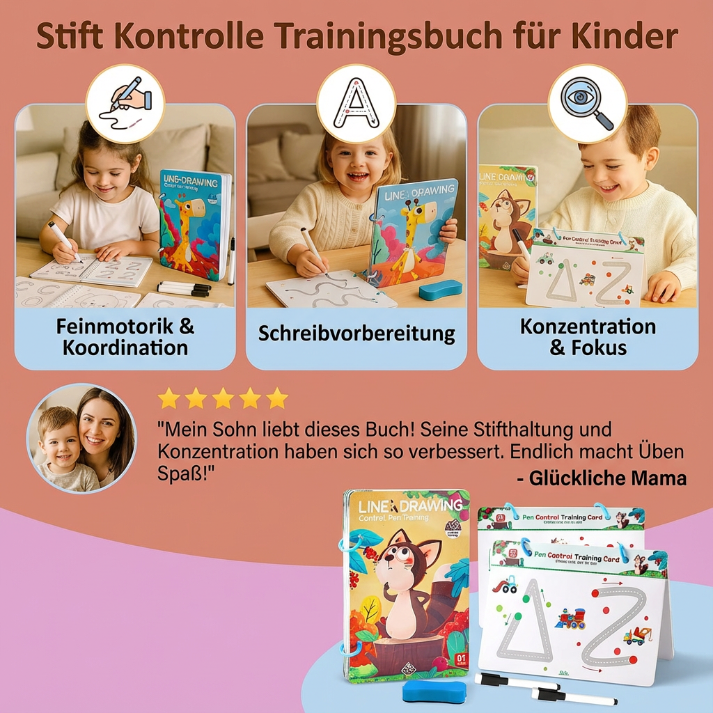 Trainingsbuch für Kinder zur Stiftkontrolle