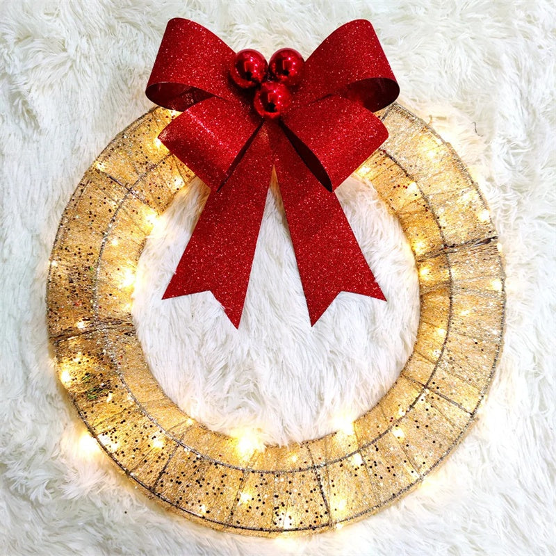 Beleuchteter Weihnachtskranz in Gold-Grün 50cm – Handgemachter Türkranz mit LED