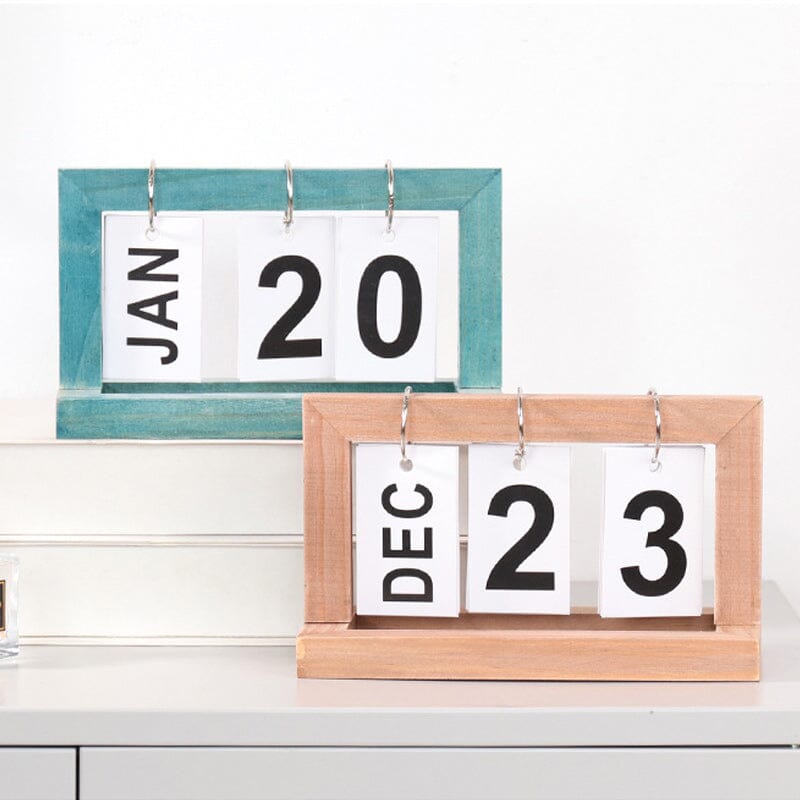 Schreibtischkalender aus niederländischem Teakholz