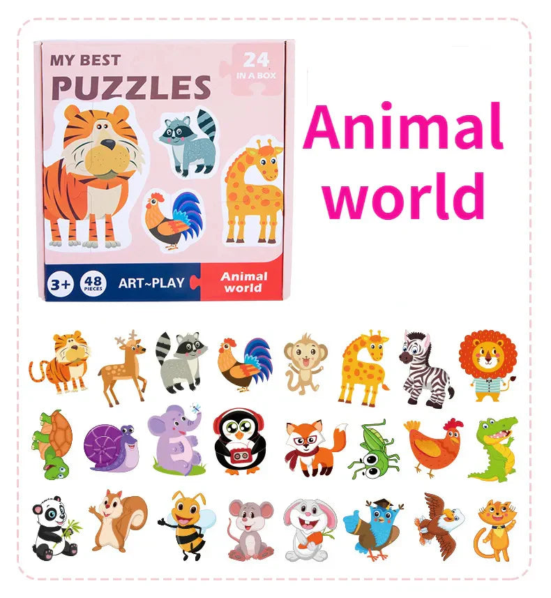Pädagogisches Puzzle für Kinder mit bunten Motiven zum Lernen
