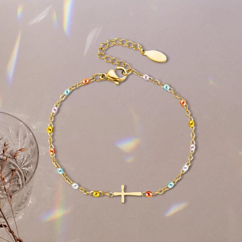 Verstellbares Kreuzarmband für Freundschaft und Glauben – Silber oder Gold – Geschenkbox verfügbar