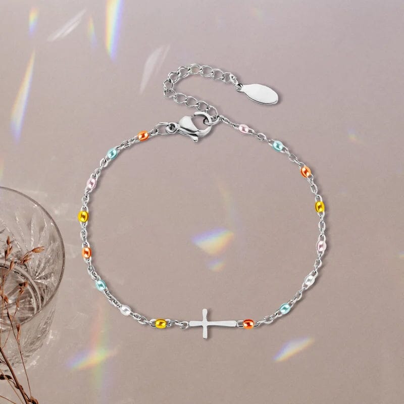 Verstellbares Kreuzarmband für Freundschaft und Glauben – Silber oder Gold – Geschenkbox verfügbar