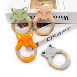 Zahnungshilfe im Fuchsdesign – Beißring aus Holz und Silikon für Babys