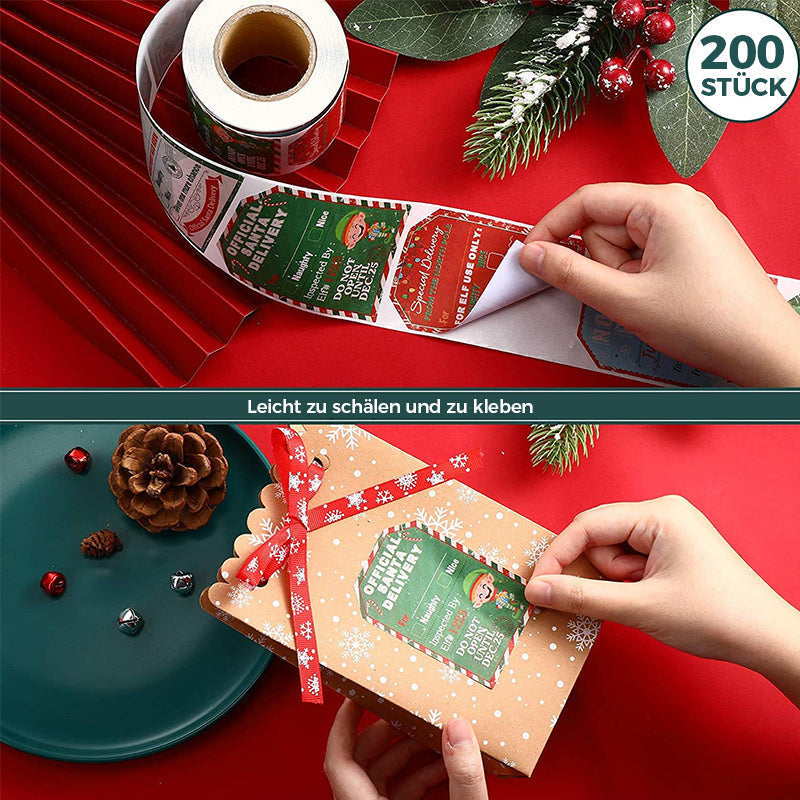 Weihnachtsdekorations Aufkleber Rolle (200 Stück)