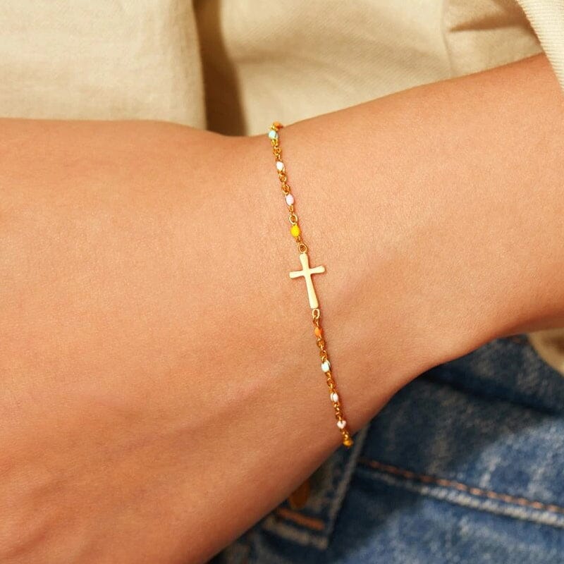 Verstellbares Kreuzarmband für Freundschaft und Glauben – Silber oder Gold – Geschenkbox verfügbar
