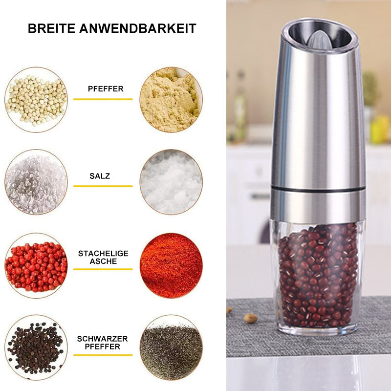 Automatic spice grinder with gravity sensor