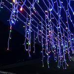 Frostlichter 50m LED Eiszapfen-Lichterkette | IP44 Wetterfest | 36V Niederspannung | Über 500 LEDs | Wunderschöner Wasserfall-Effekt | Warmweiß