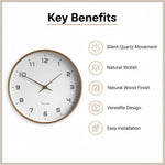 Elegante Holz Wanduhr - Zeitloses Design ohne Geräusche