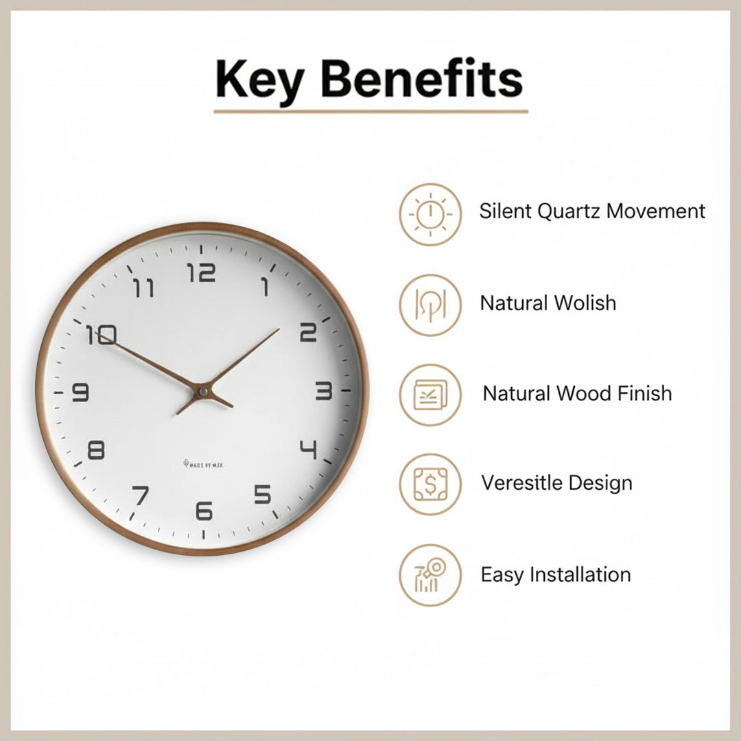 Elegante Holz Wanduhr - Zeitloses Design ohne Geräusche