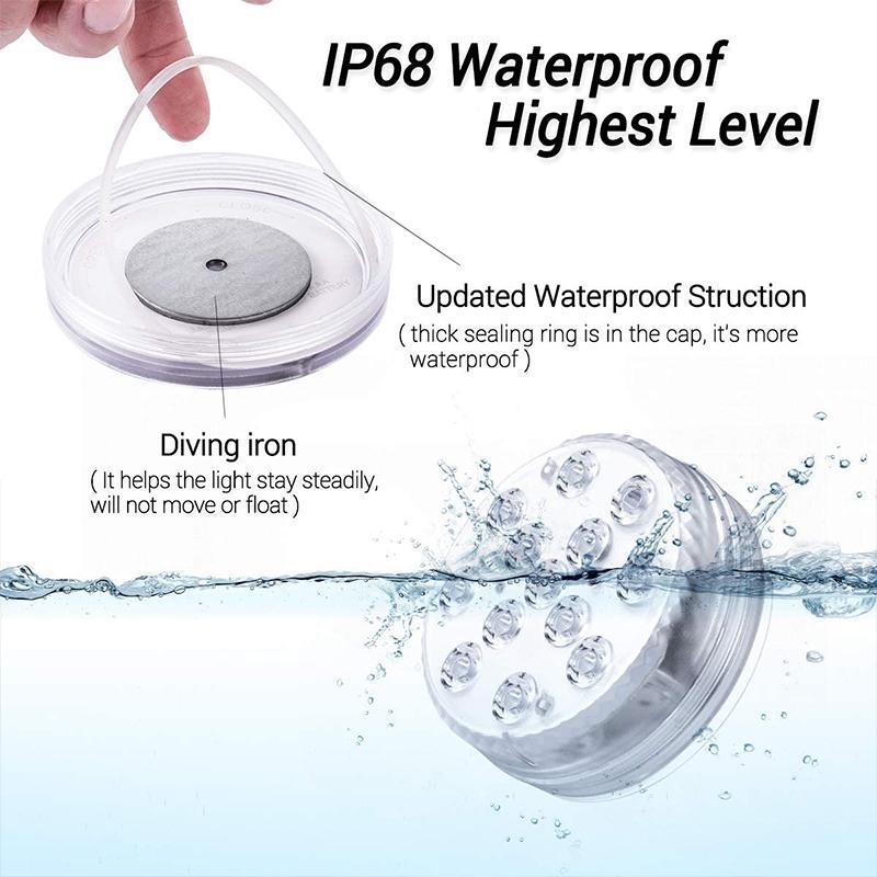 Waterproof LED Lights with Remote Control and Suction Cups