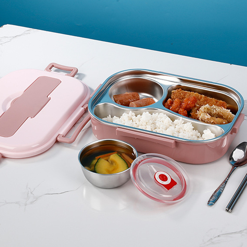 Edelstahl-Lunchbox mit 3 oder 4 Fächern für frische Mahlzeiten
