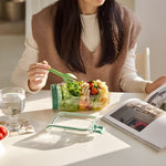 Praktische Salatschüssel aus Glas mit Deckel – Frische Zutaten, Kein Durchweichen