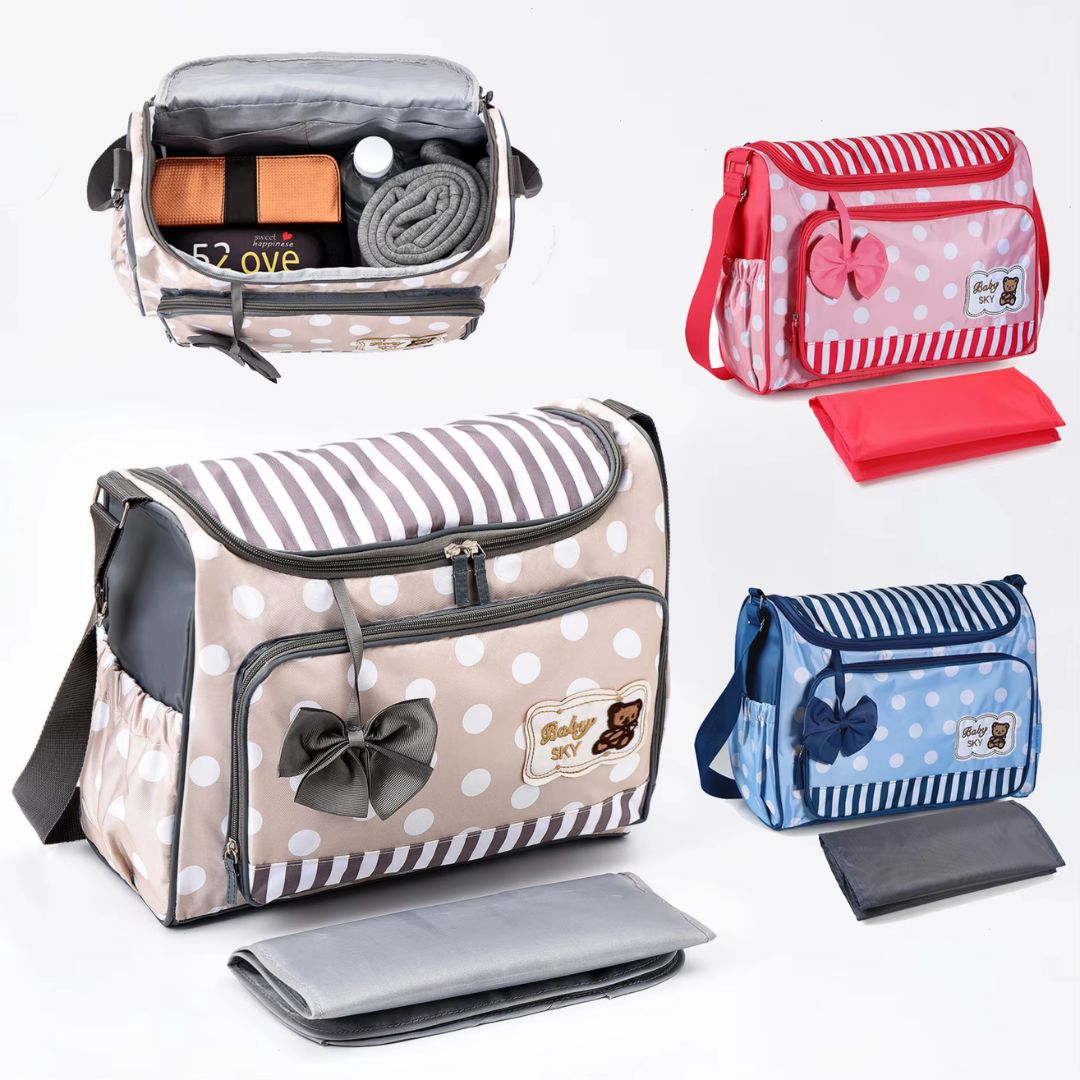 Wickeltasche für Babys in Blau mit Wickelauflage und Flaschenhalter