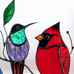 Bunte Glasfensterhänger mit Vogelmotiv
