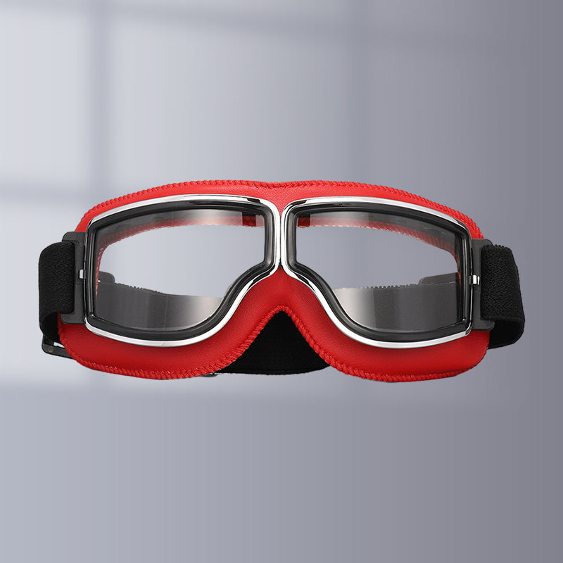 Vintage Motorradschutzbrille mit wechselbaren Gläsern und Komfortpolsterung