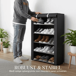 Schuhschrank mit Stoffabdeckung und stabilem Stahlrahmen – 6 oder 8 Fächer