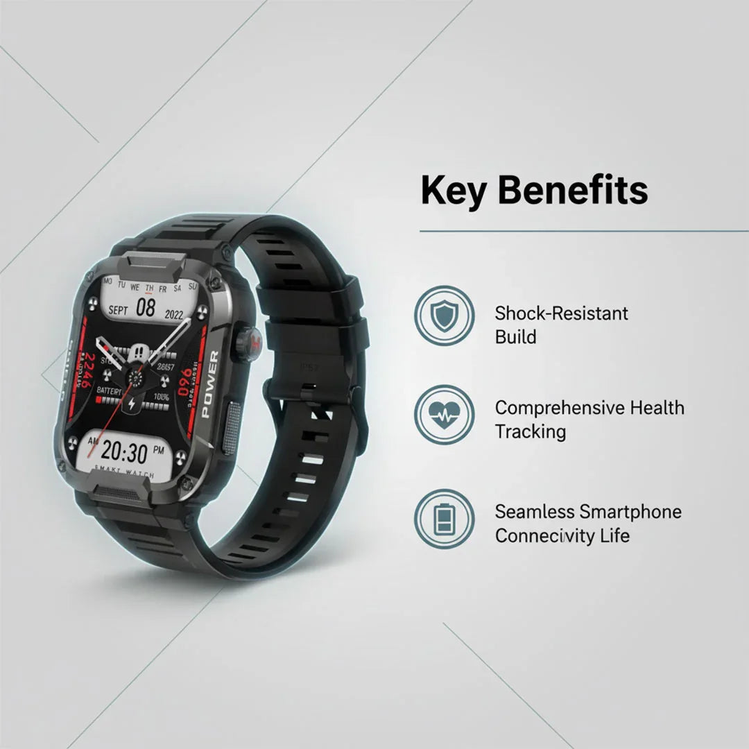 Robuste Smartwatch mit Gesundheitsüberwachung und Konnektivität