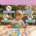Sortierset mit Kugeln für Zahlen und Farben – Montessori Lernspiel