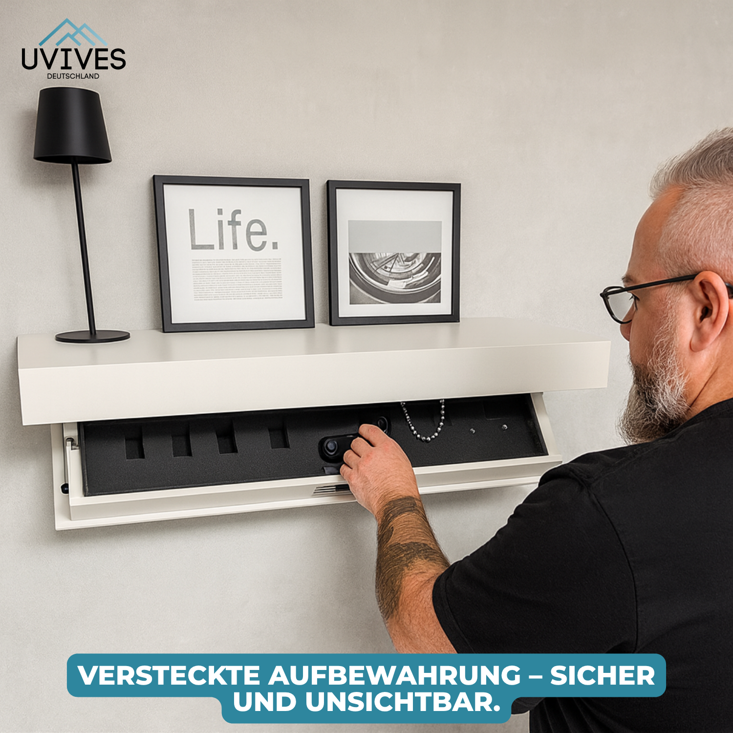 Hidden Storage – Elegant Wall Shelf with Concealed Compartment