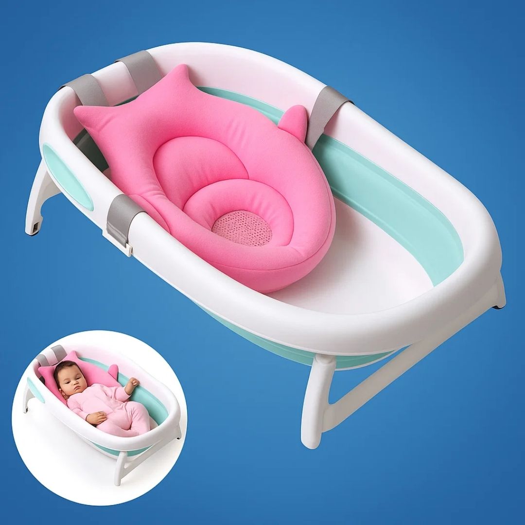 Babybad Unterstützung – Rutschfeste Polsterung – Schnelltrocknender Stoff – Sicherheitsnapf für Neugeborene